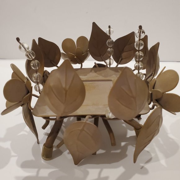 3/$15 * PartyLite Rustic Golden Leaves Metal Candleholder Antiqued Cottagecore - Picture 2 of 6